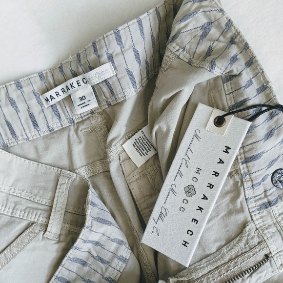 Marrakech Pants Capri Stretch Poplin Cargo Convertible Lightweight Ecru 30 NWT - Picture 11 of 13